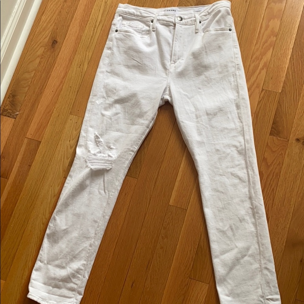 Frame jeans white stretch sz27 Le Beau
